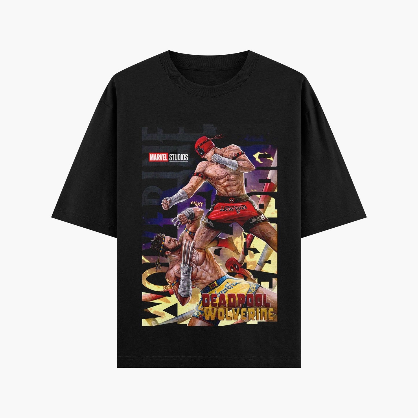 Deadpool & Wolverine: Kickin’ It Thai - Style Oversize T - shirt - ThreadGods